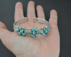Reserved for A. - Ethnic Flower Turquoise Cuff Bracelet