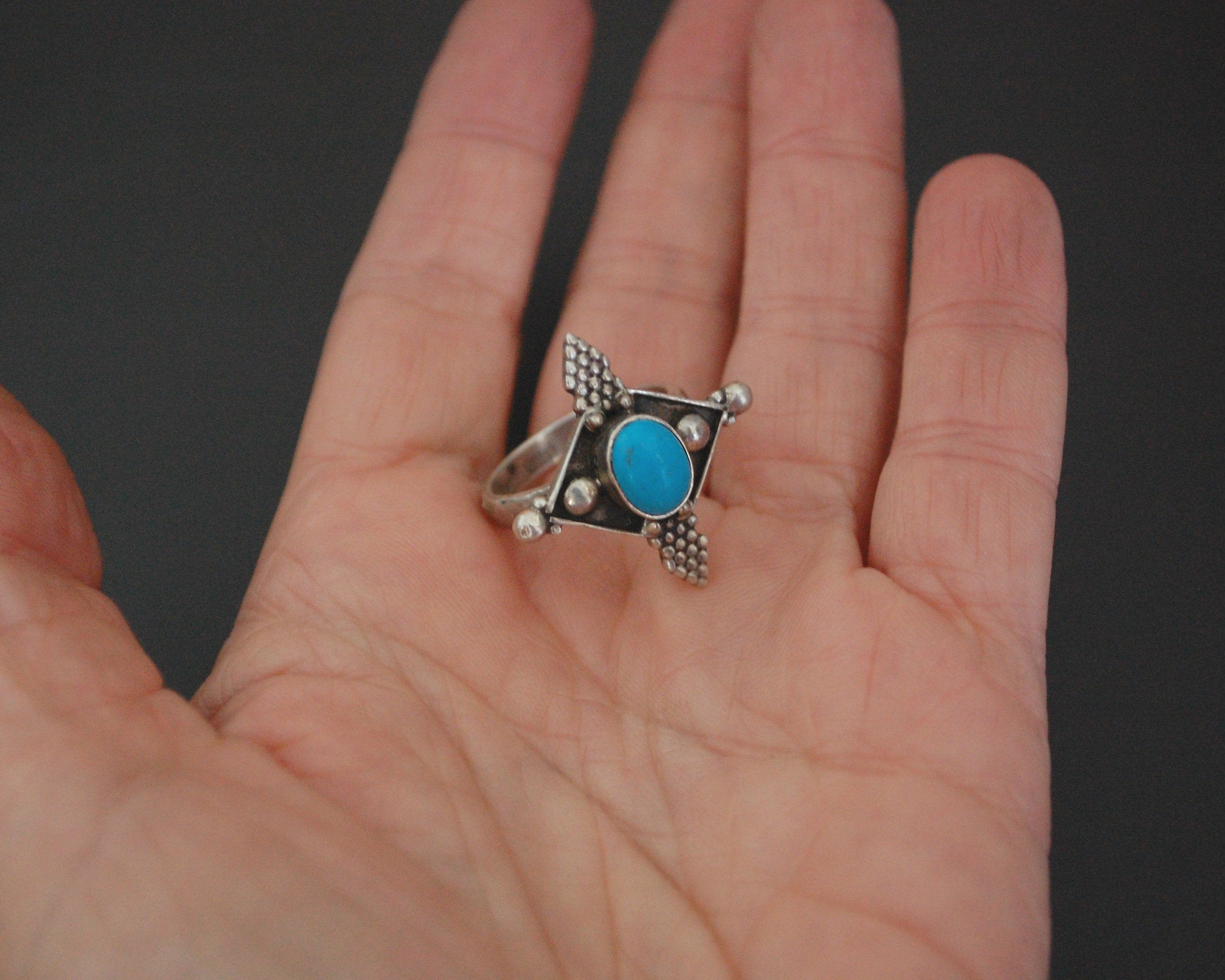 Ethnic Turquoise Ring from India - Size 7.5