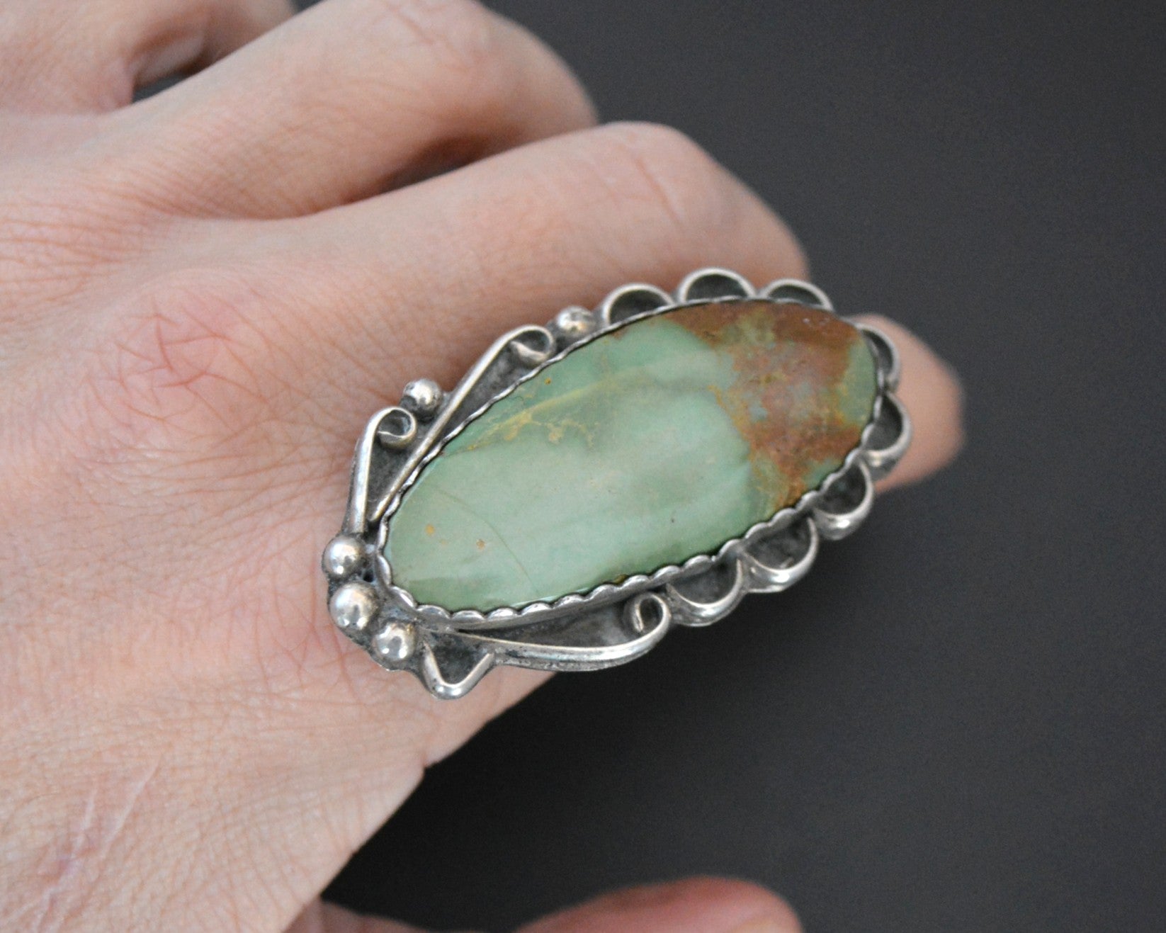 Huge Navajo Turquoise Ring - Size 7.5