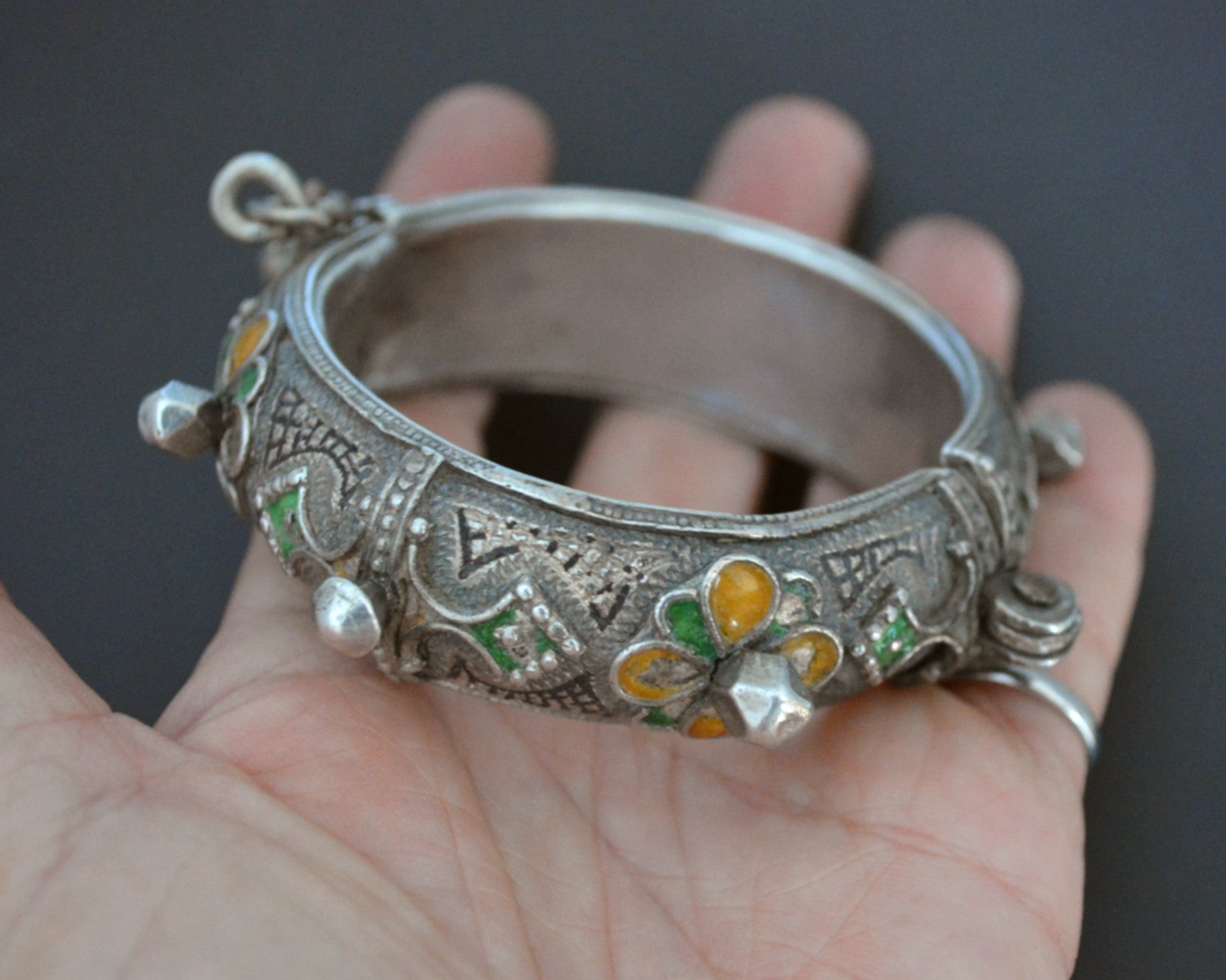 Berber Hinged Enamel Bracelet - SMALL