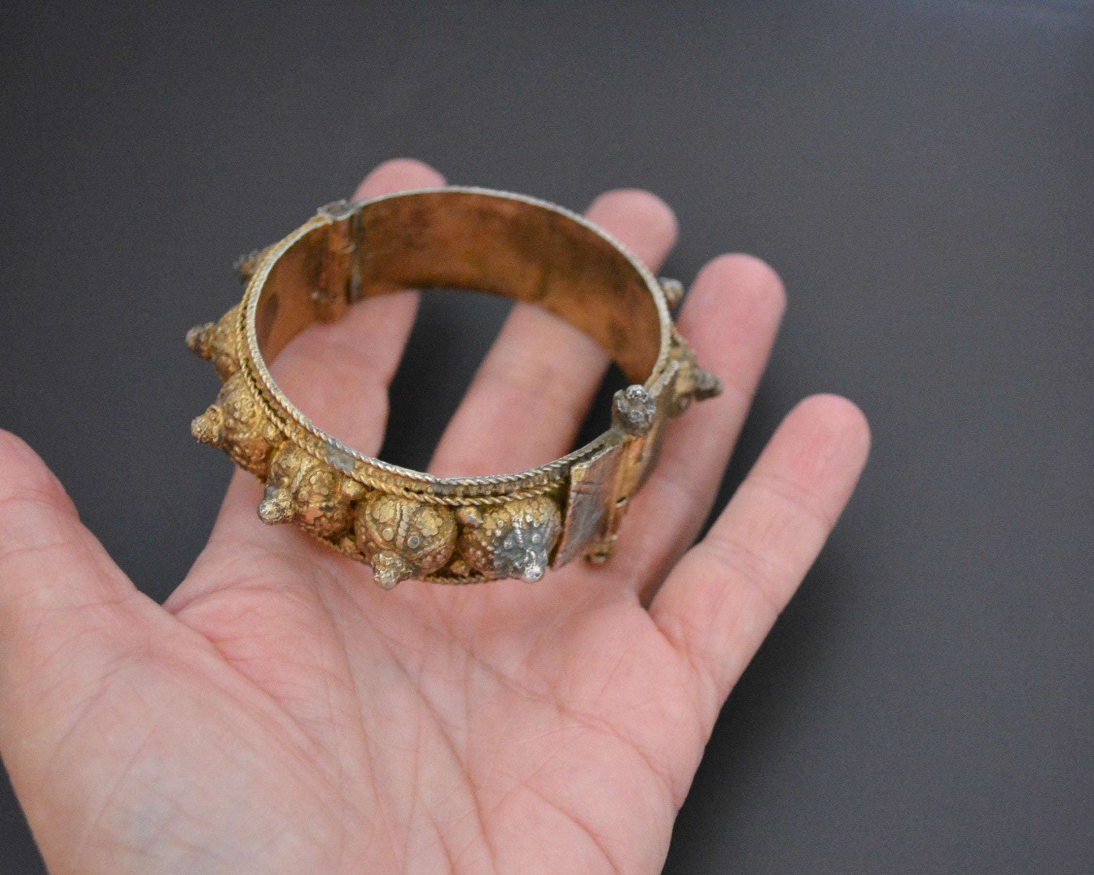 Yemeni Bedouin Gilded Silver Bracelet - Hinged - Small Size