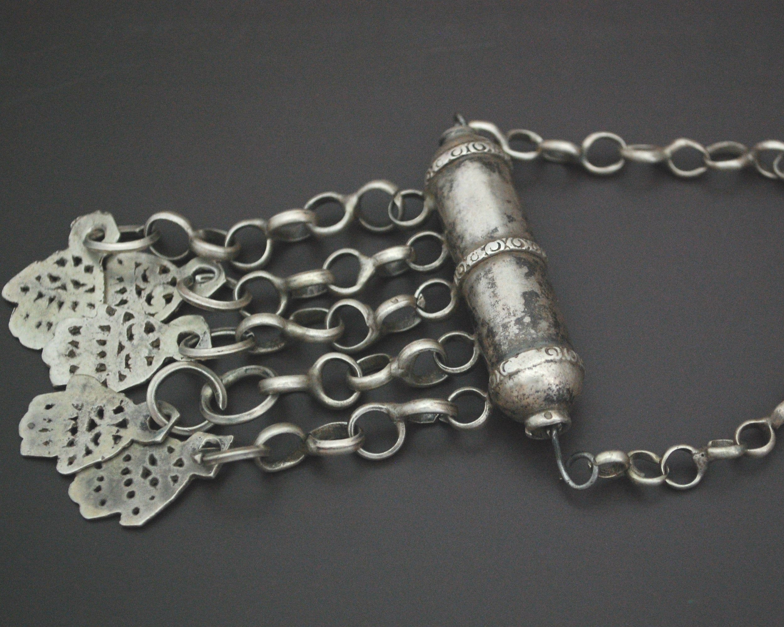 Old Tunisian Hamsa Pendant Necklace