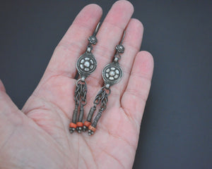 Uzbek Silver Coral Earrings