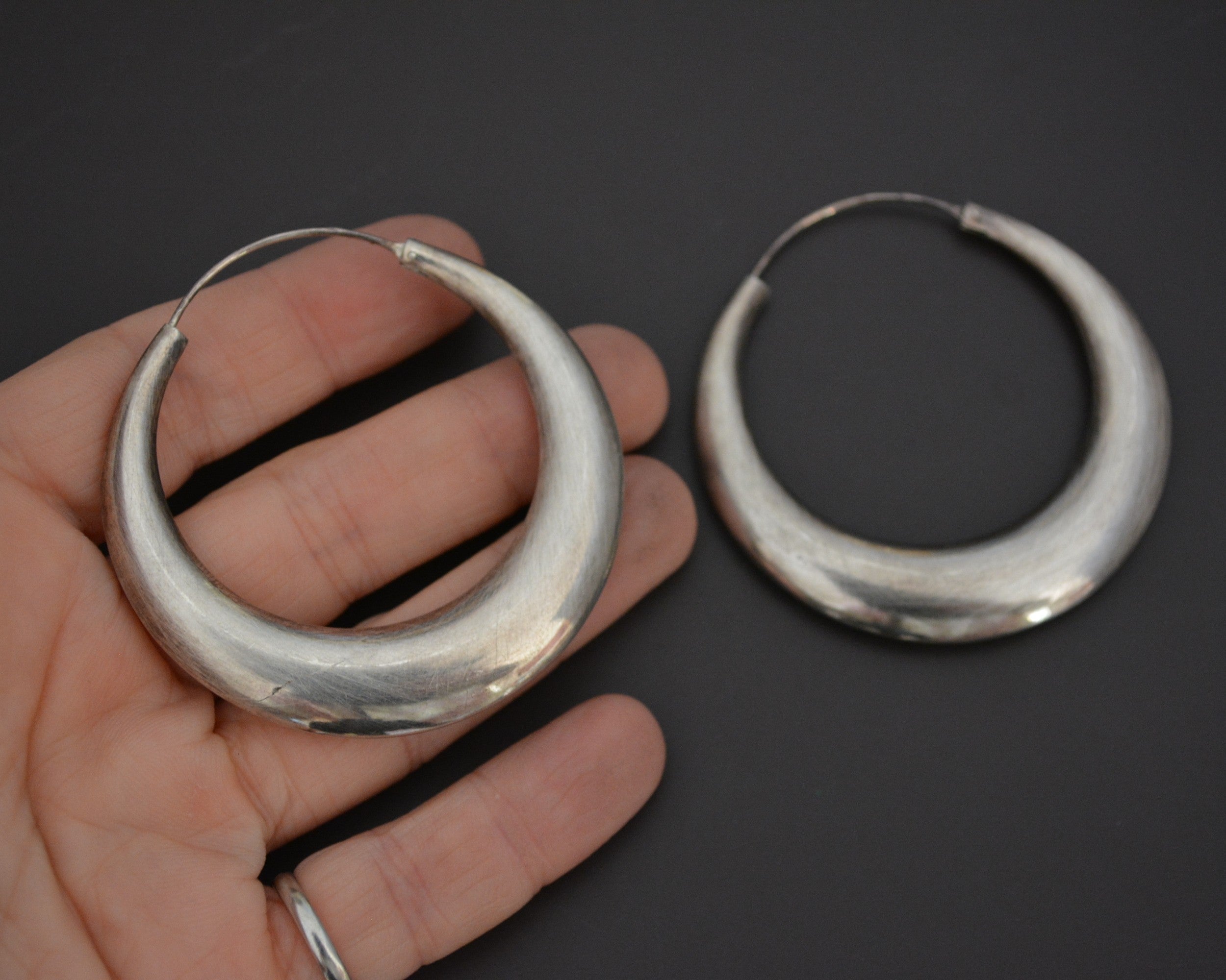 Huge Ethnic Flatened Hoop Earrings - XLarge