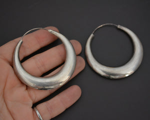 Huge Ethnic Flatened Hoop Earrings - XLarge