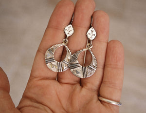 Tuareg Silver Earrings with Ebony Inlay