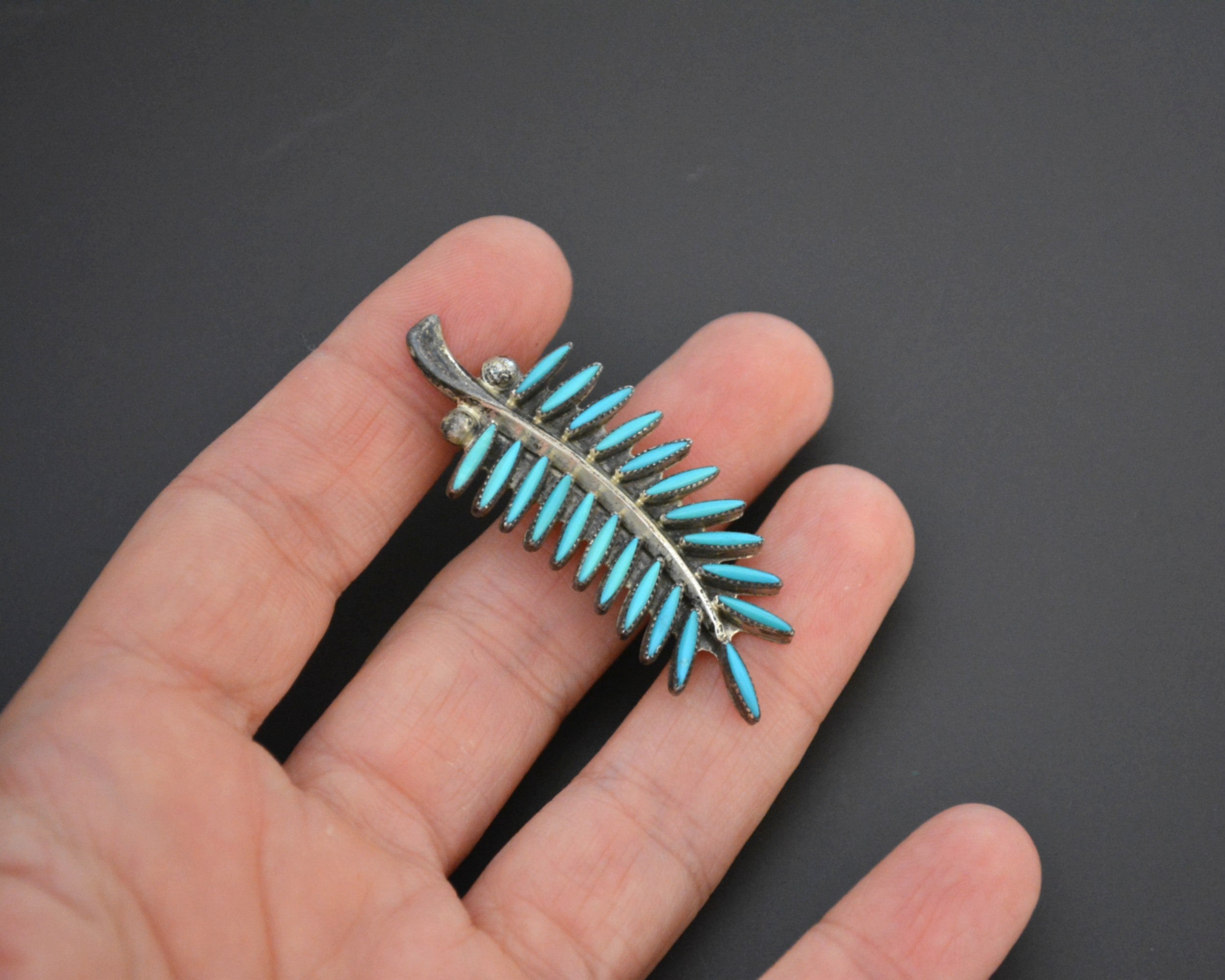 Zuni Petit Point Turquoise Brooch - Signed