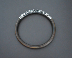 Chinese Bamboo Bracelet with Silver Repoussee Dragon