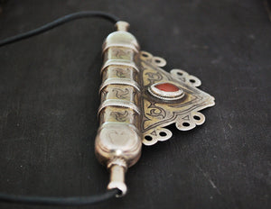 Antique Turkmen Gilded Pendant with Carnelian