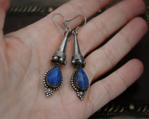 Ethnic Lapis Lazuli Earrings from India