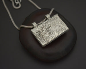 Afghani Lapis Lazuli Silver Box Pendant Necklace