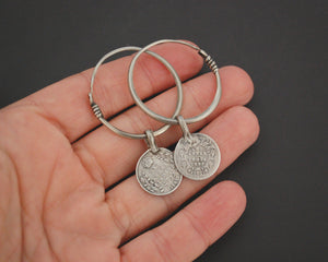 Tribal Indian Hoop Earrings with Coins - MEDIUM