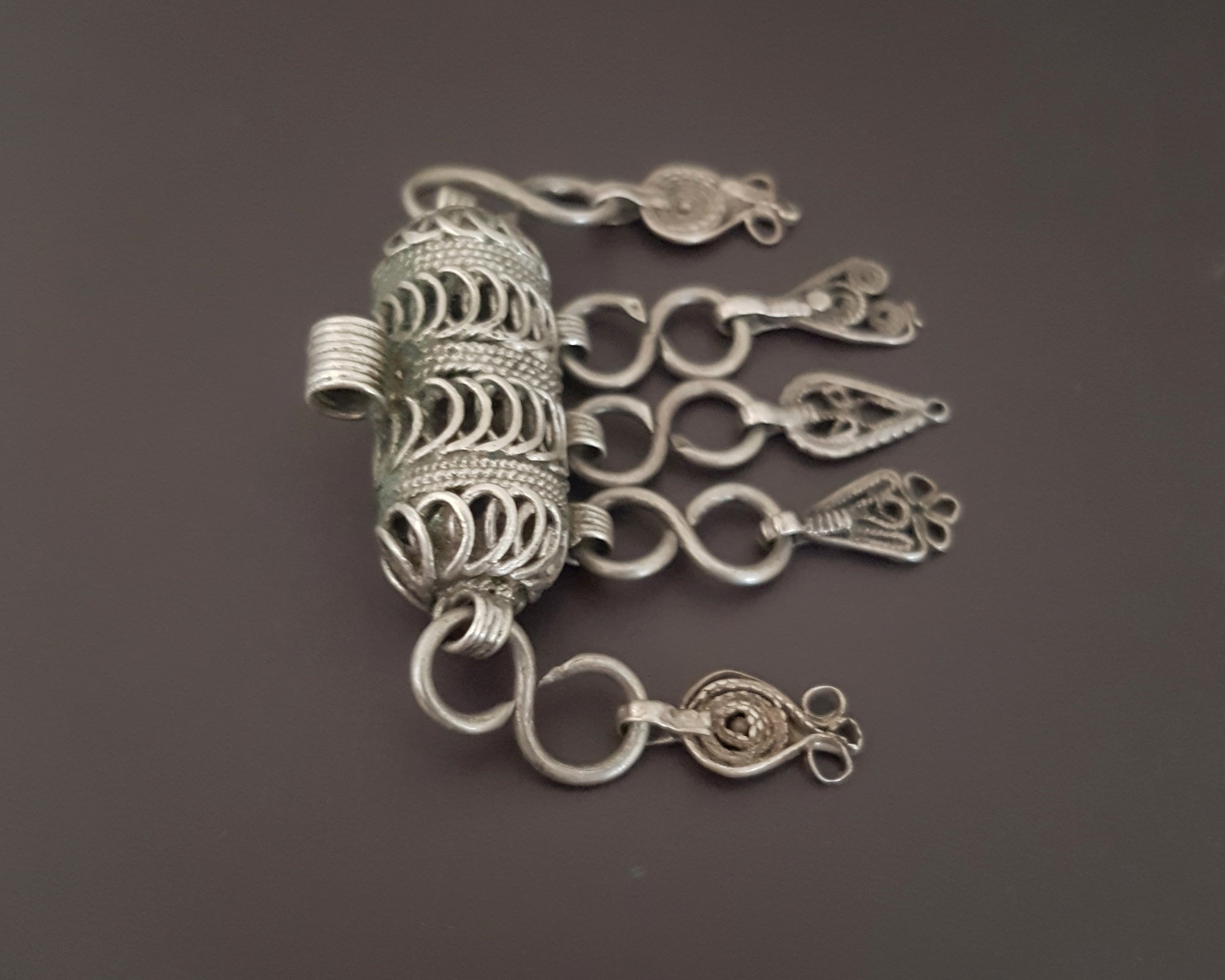 Yemeni Silver Hirz Pendant with Dangles