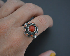 Openable Ethnic Coral Ring - Size 7