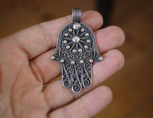 Moroccan Hamsa Silver Pendant