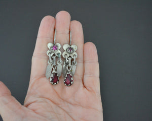 Afghani Earrings with Pink Glass Stones