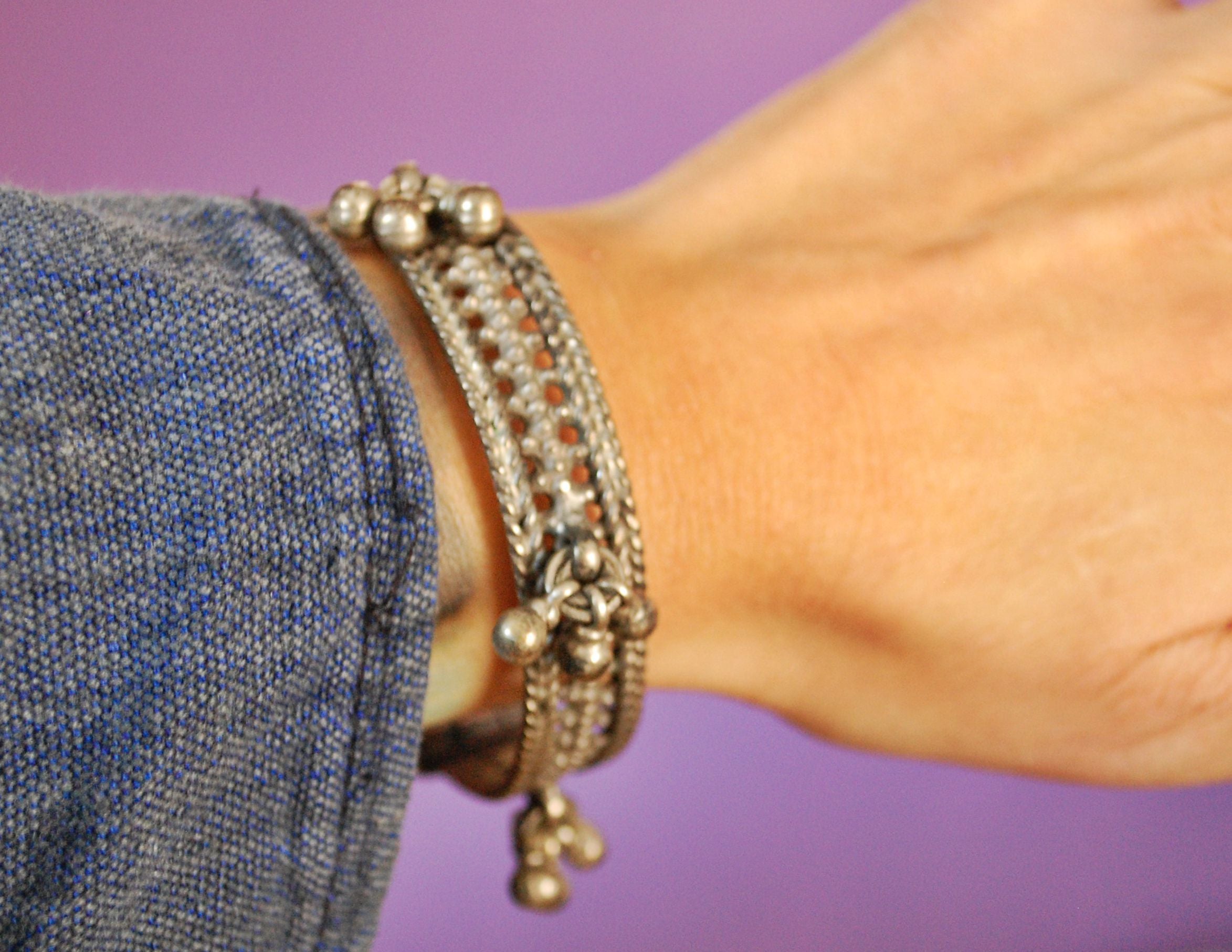Rajasthani Bangle Bracelet with Bells - Set of Two