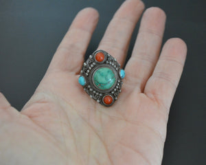 Reserved for I. Nepali Turquoise Coral Ring - Size 9