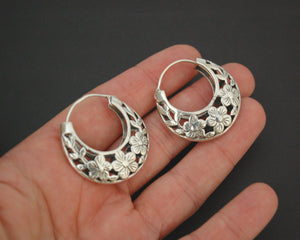 Ethnic Hoop Earrings with Flower Cut Out Design