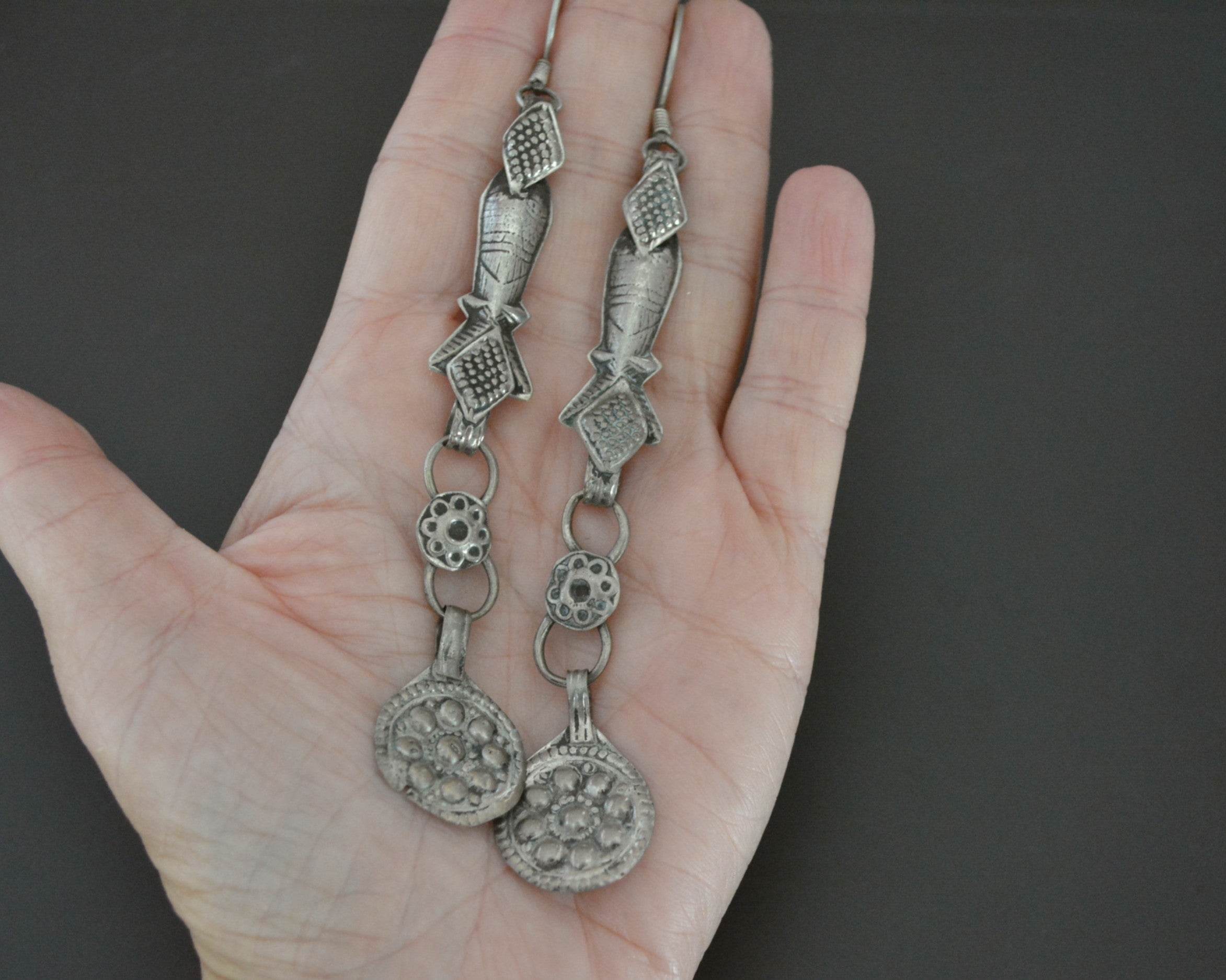 Very Long Afghani Fish Dangle Earrings