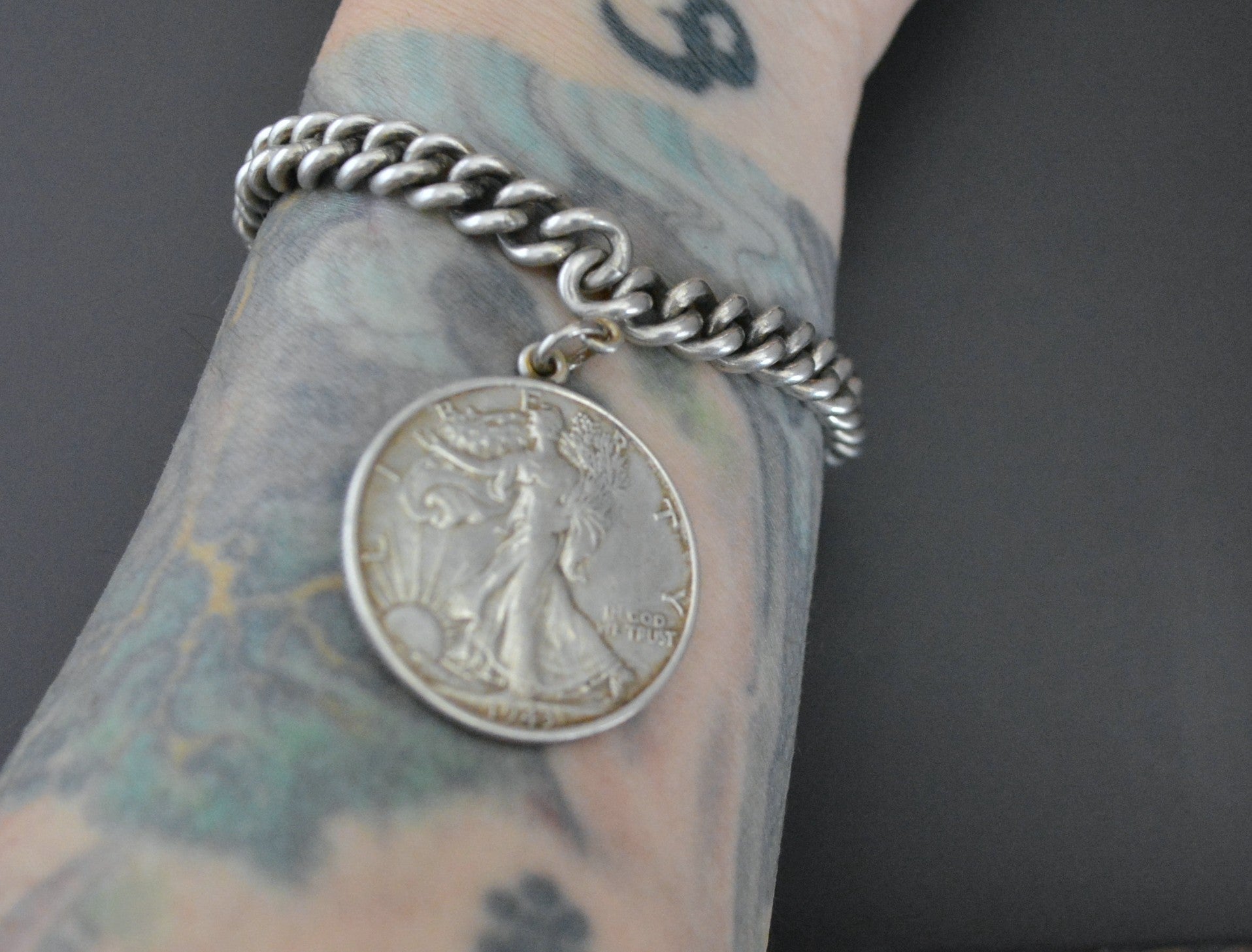 Coin sales bracelet silver