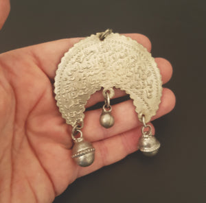 Old Crescent Arabic Script Pendant with Dangles