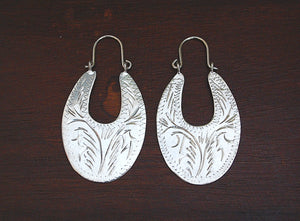 Ethnic Carved Hoop Earrings