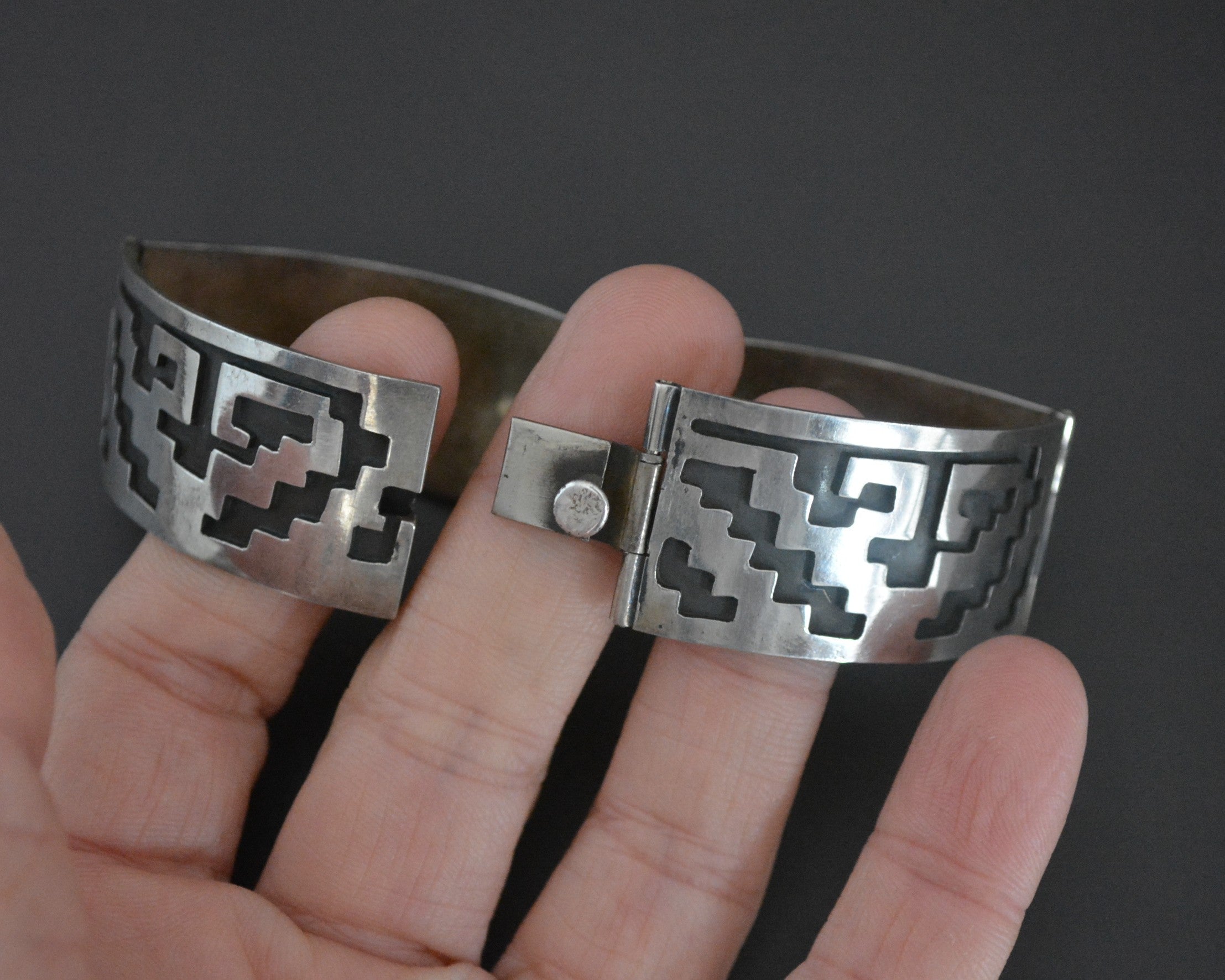 Mexican Taxco Link  Cuff Bracelet