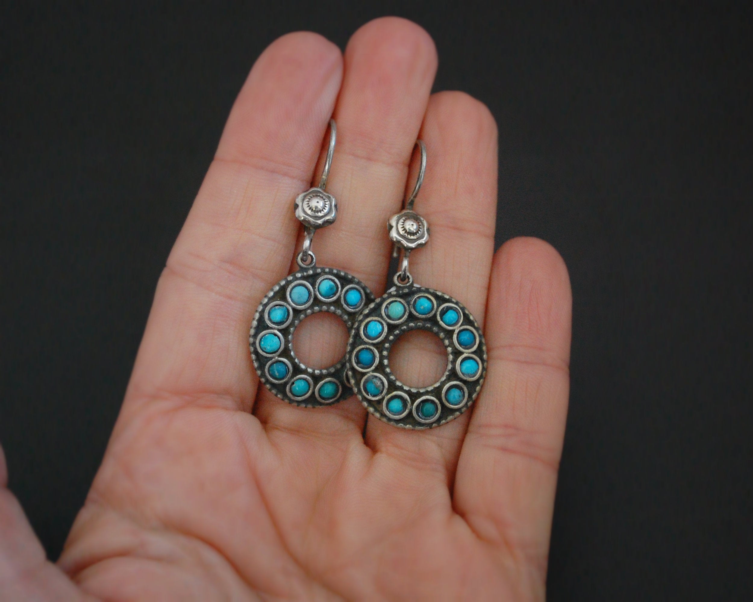 Ethnic Turquoise Earrings from India