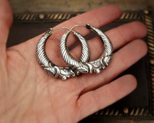 Nepali Silver Hoop Earrings