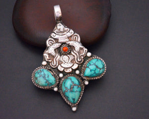 Nepali Turquoise Coral Pendant