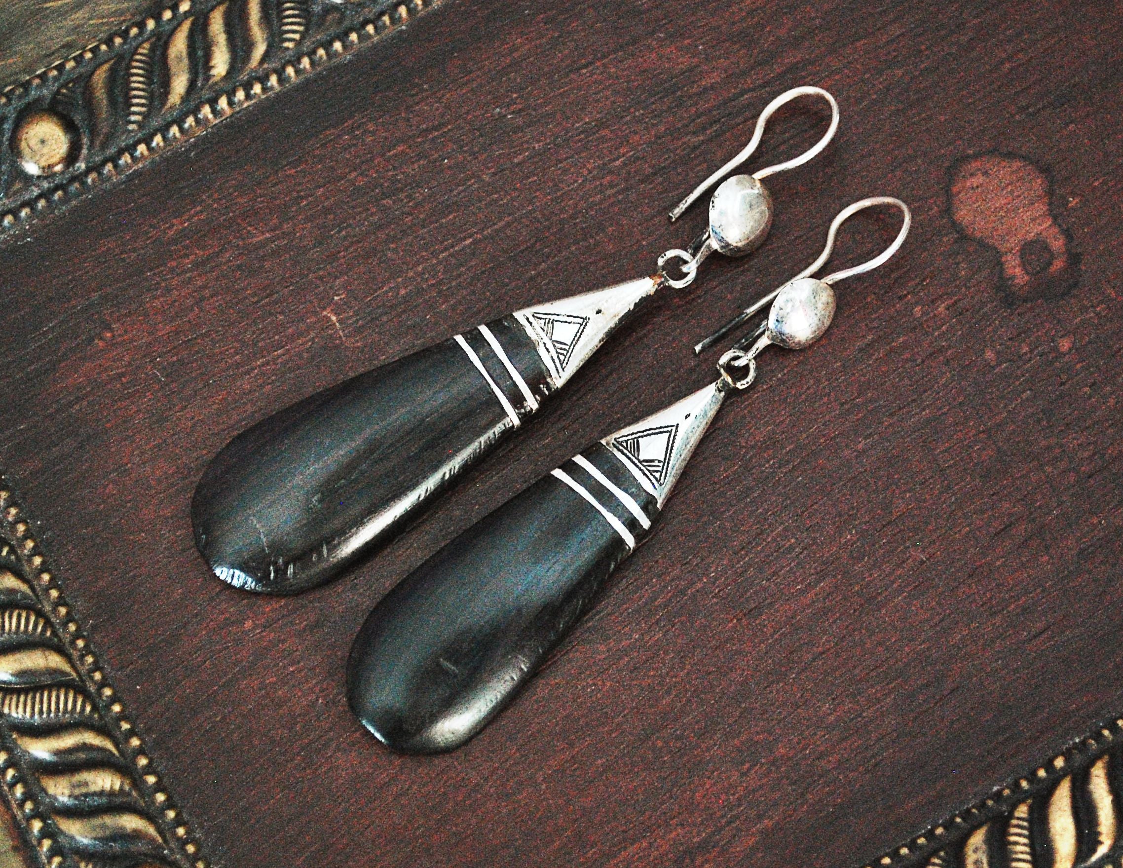 Tuareg Silver Ebony Earrings