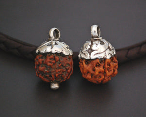 Rudraksha Bead Pendant with Silver Cap
