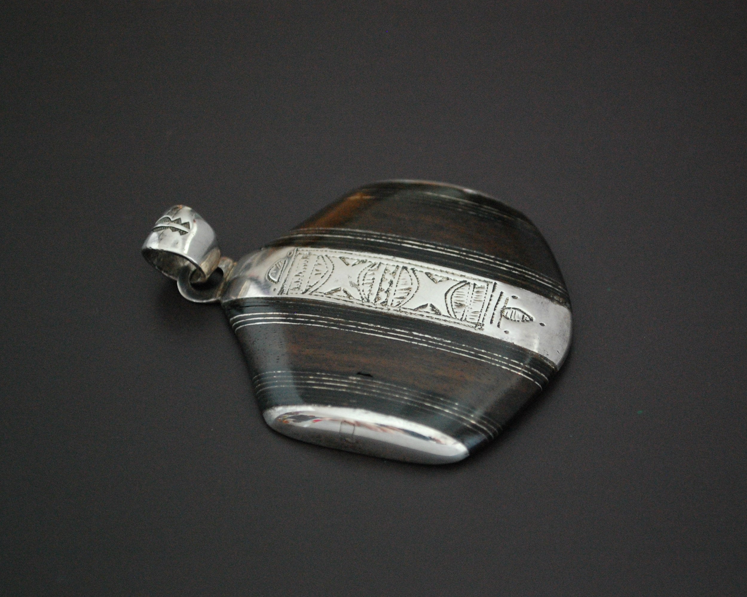 Tuareg Silver Ebony Pendant - LARGE