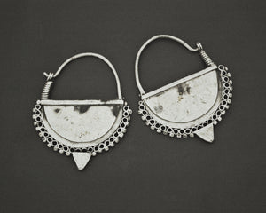 Antique Afghani Hoop Earrings with Glass