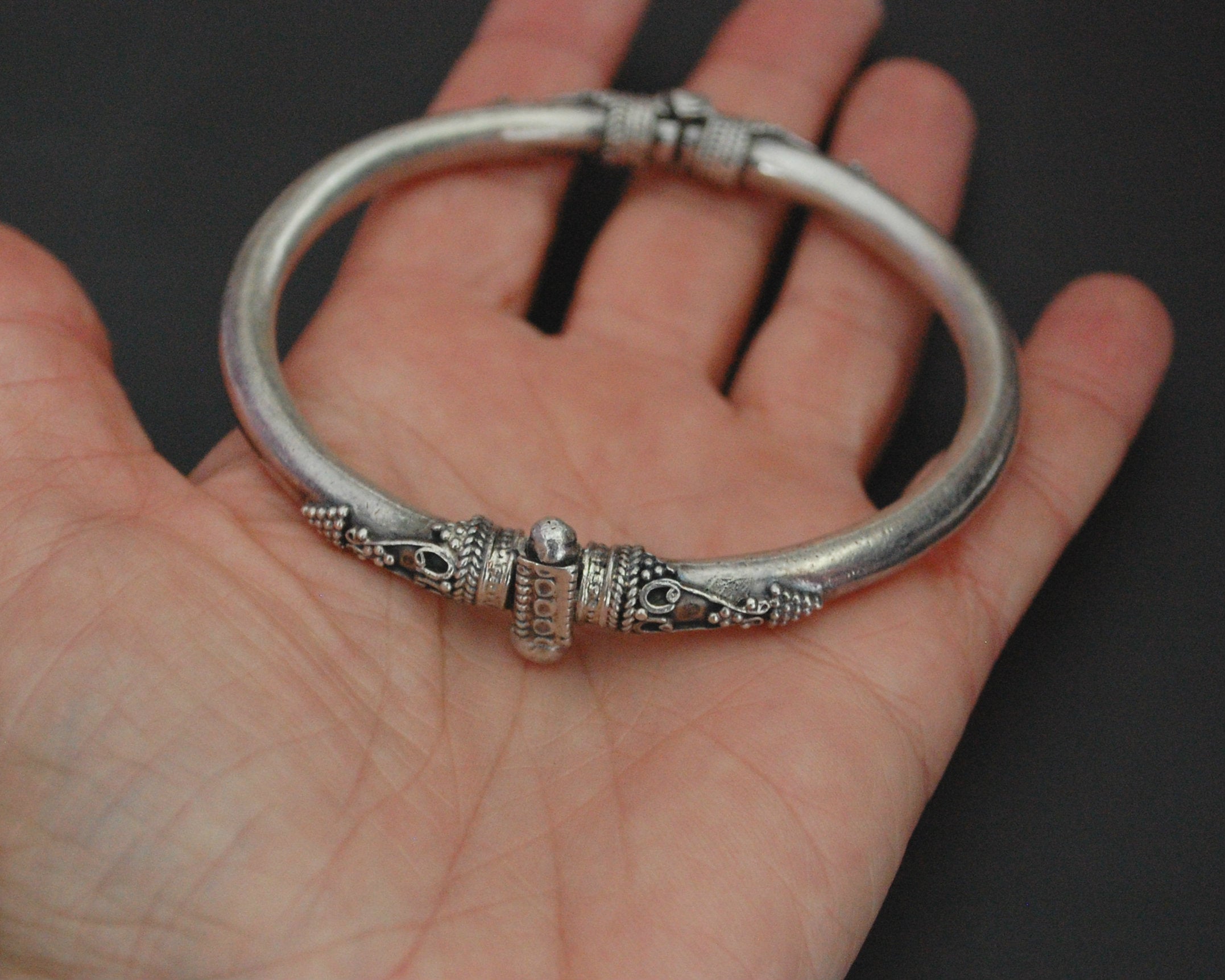 Ethnic Indian Silver Bracelet with Hinge