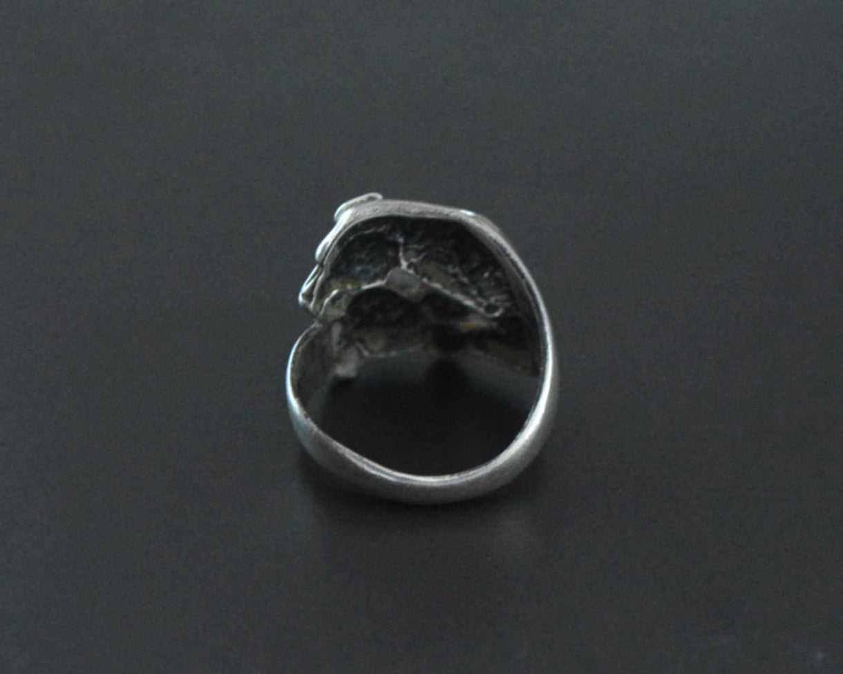 Jaguar Turquoise Silver Ring - Size 8.5
