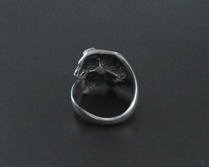 Jaguar Turquoise Silver Ring - Size 8.5