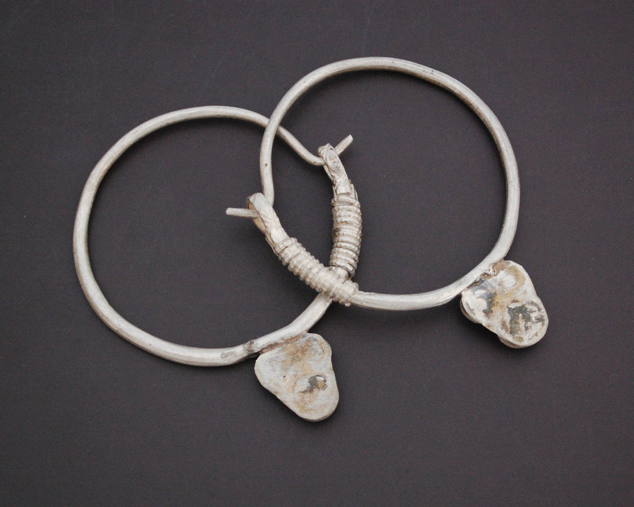 Antique Afghani Hoop Earrings with Glass
