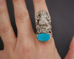 Nepali Dragon Ring with Turquoise
