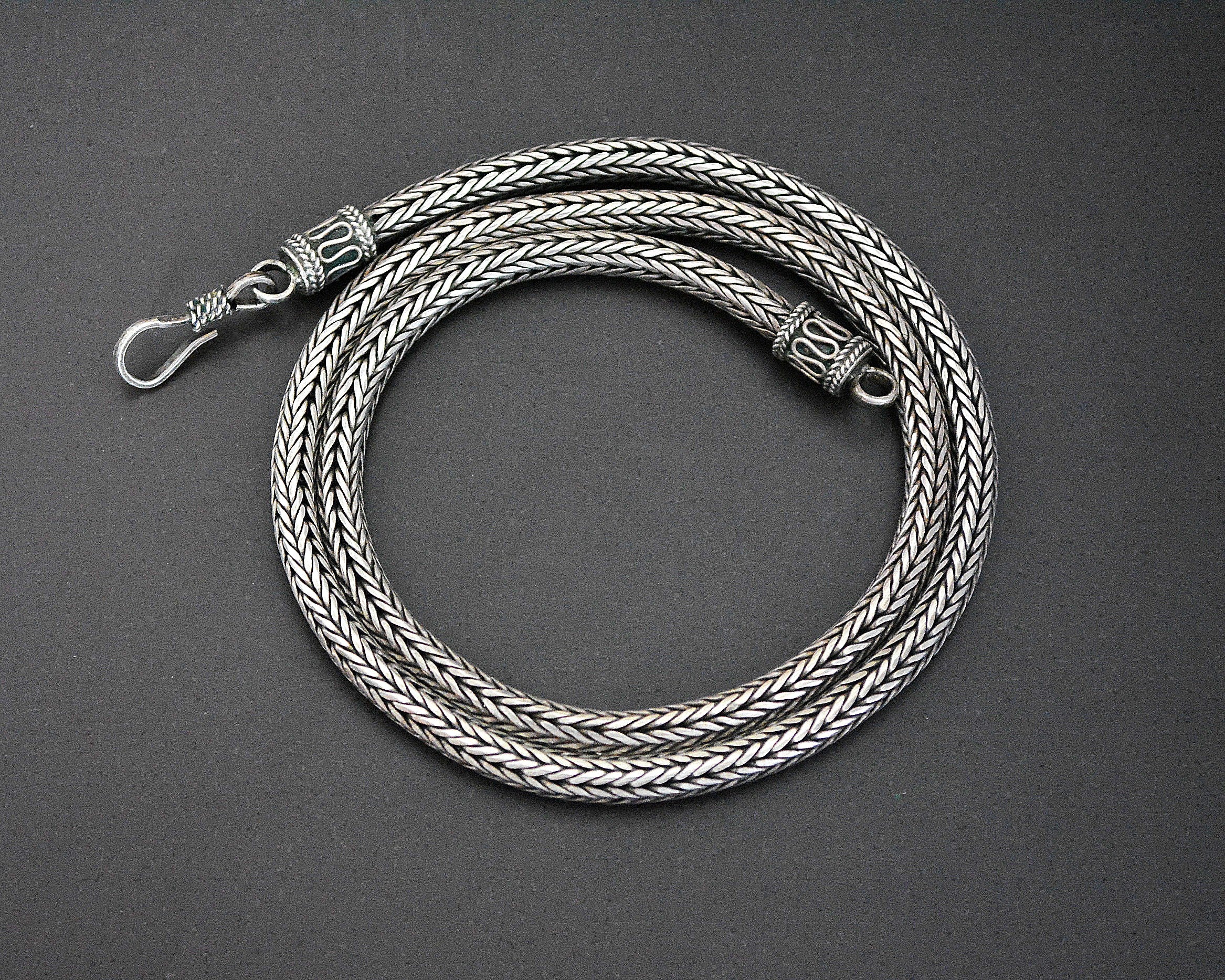 Bali Braided Snake Chain Necklace - Sterling Silver