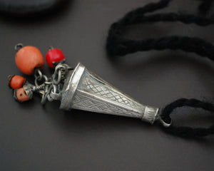 Berber Silver Coral Pendant from Morocco