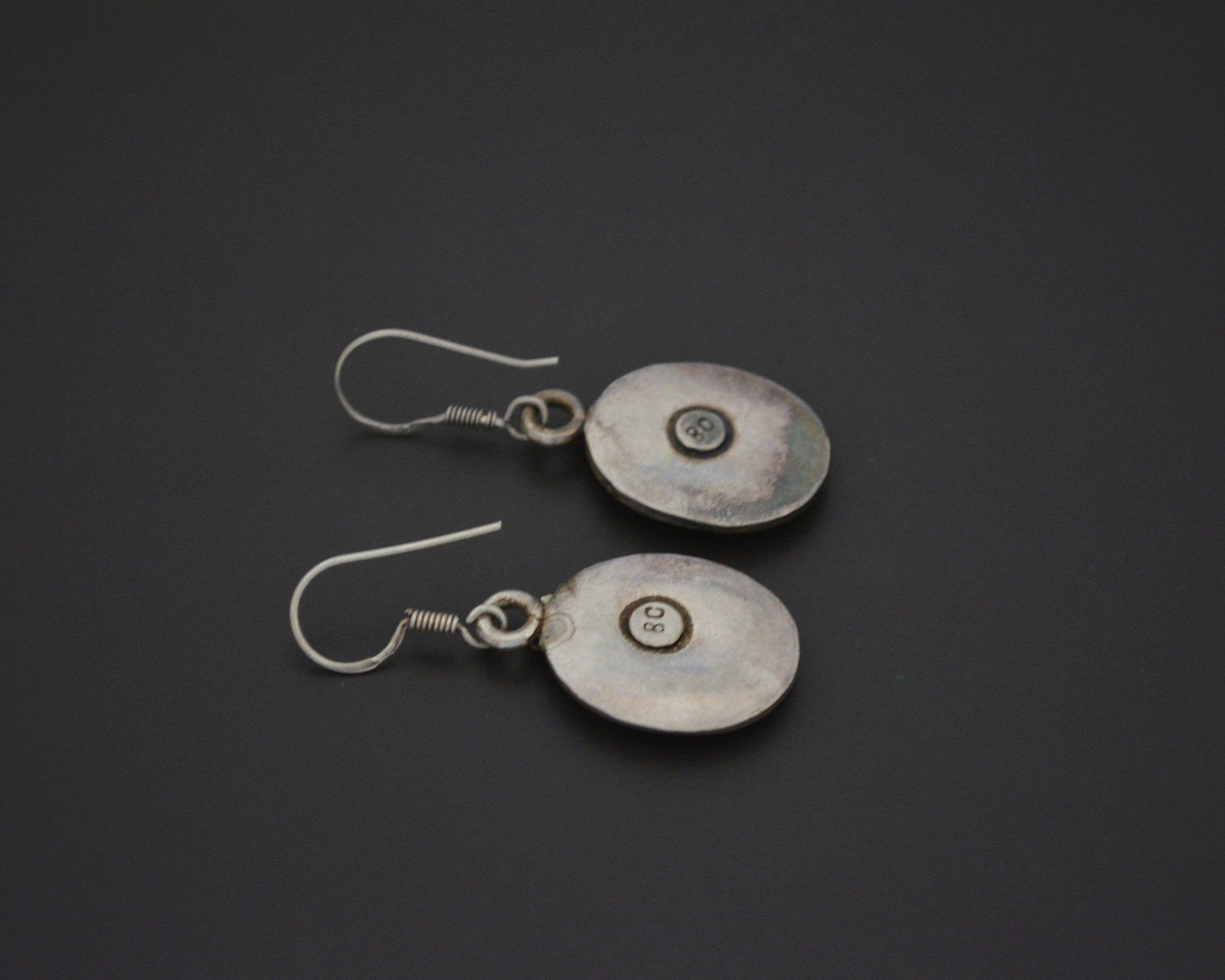 Hindu Amulet Silver Dangle Earrings