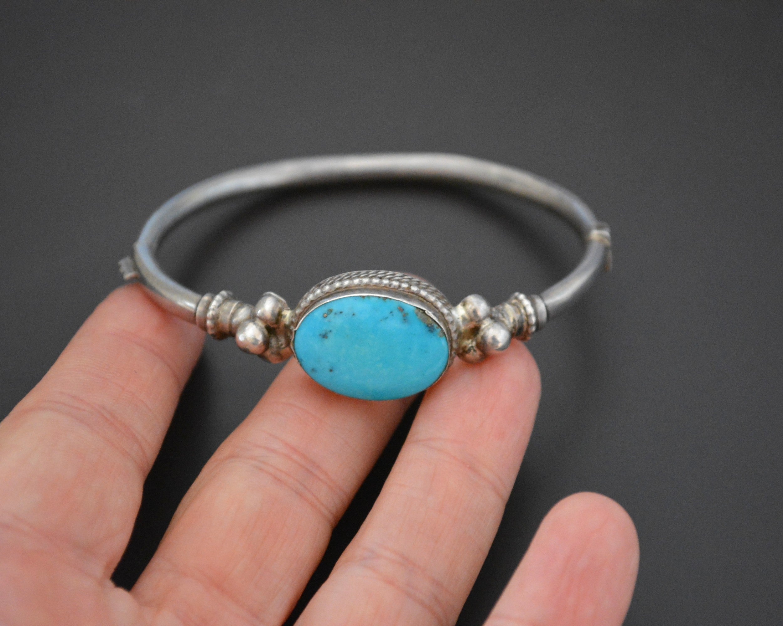 Vintage Turquoise Bracelet from India - SMALL/MEDIUM - Hinged