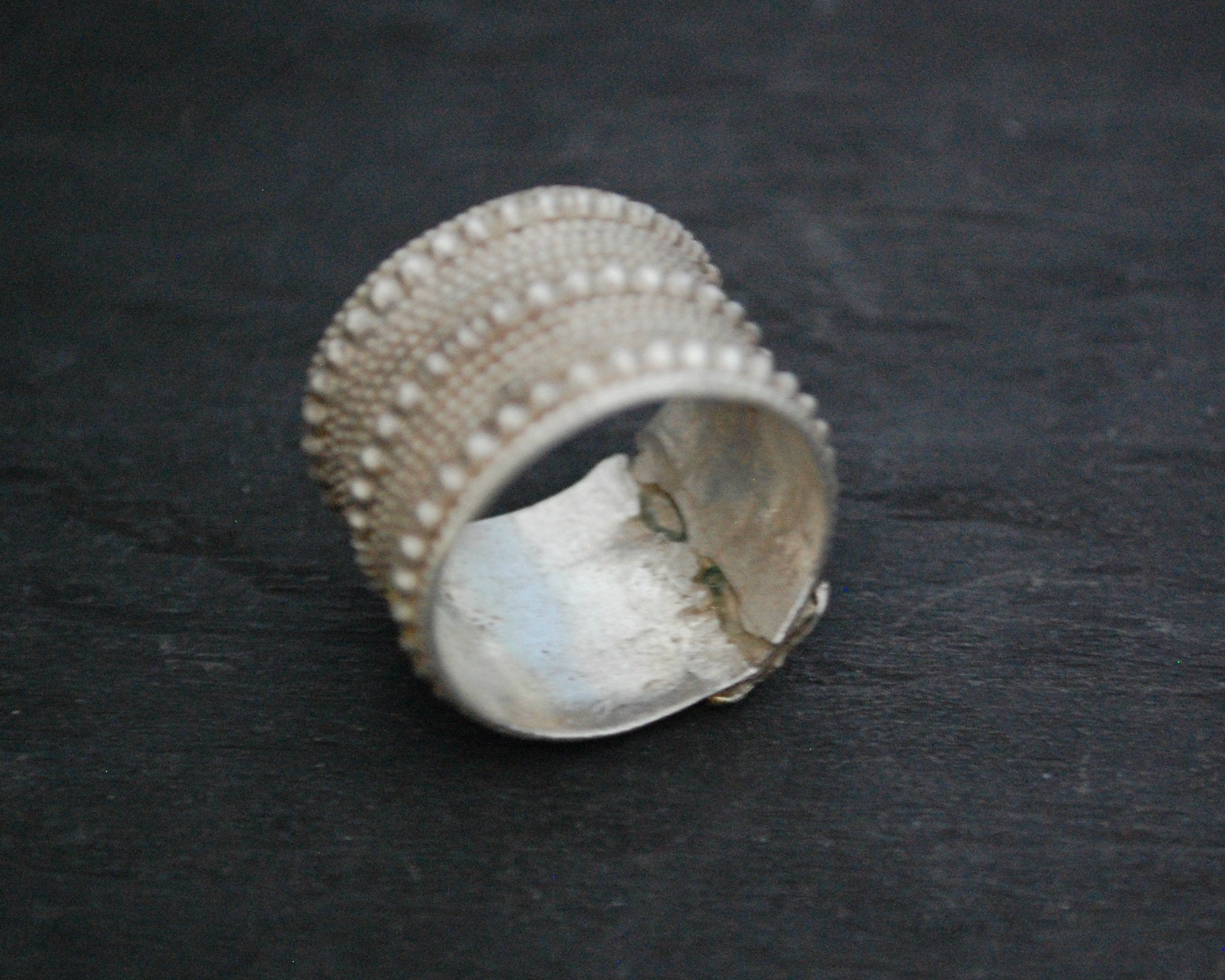 Antique Omani Silver Ring with Gilding - Size 10