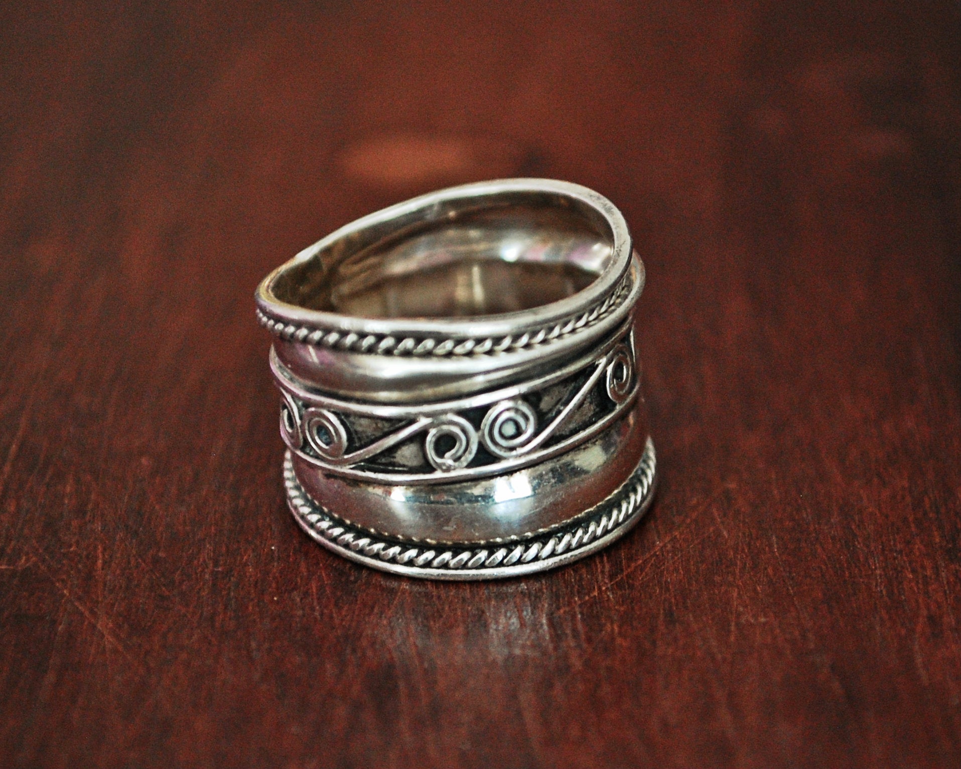 Ethnic Cigar Band Ring from India - Size 8.5