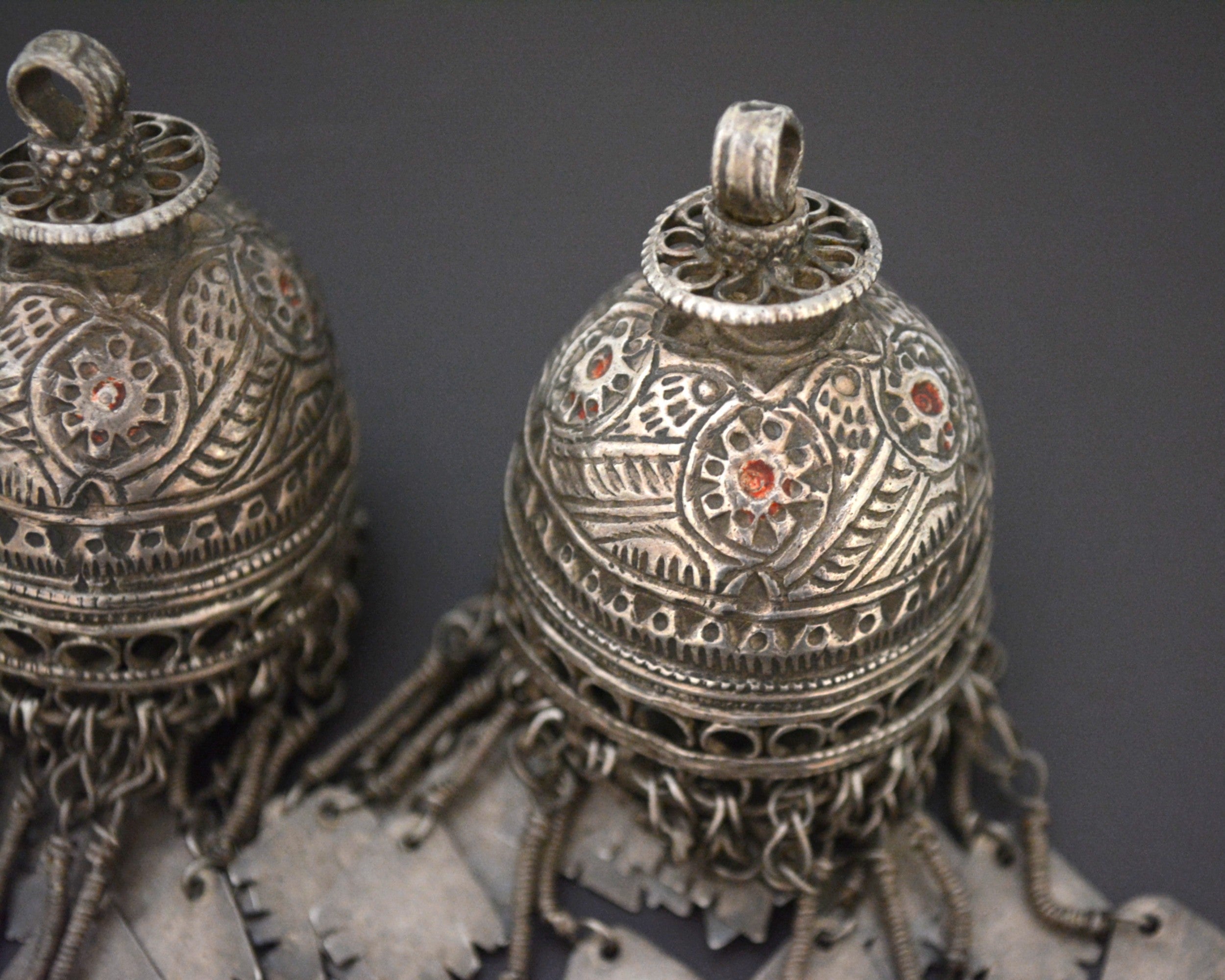 Large Uzbek Enamel Tassel Pendant