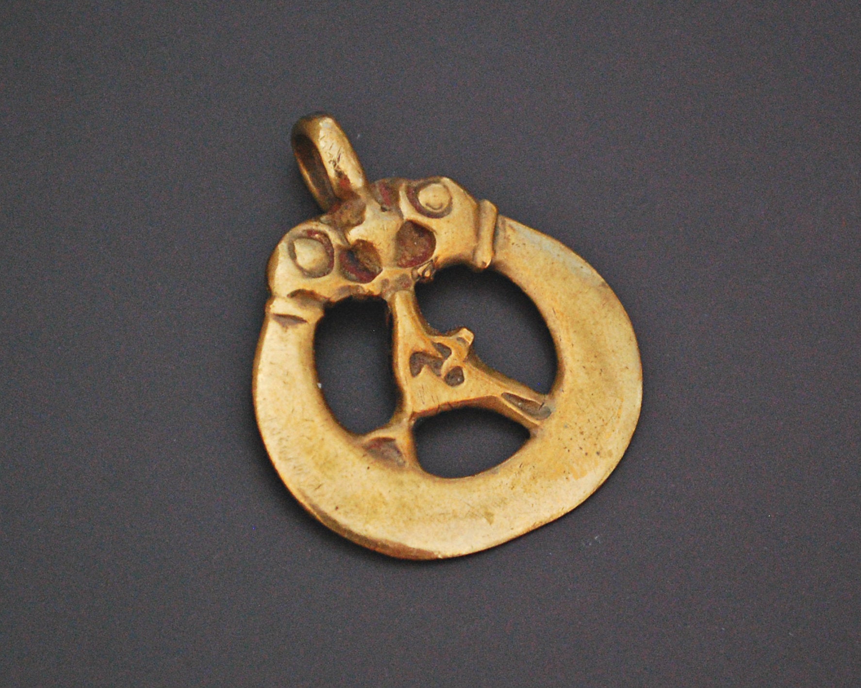 Ethnic Snake Naga Brass Amulet Pendant - Doublesided