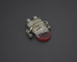 Yemeni Red Glass Pendant with Bells