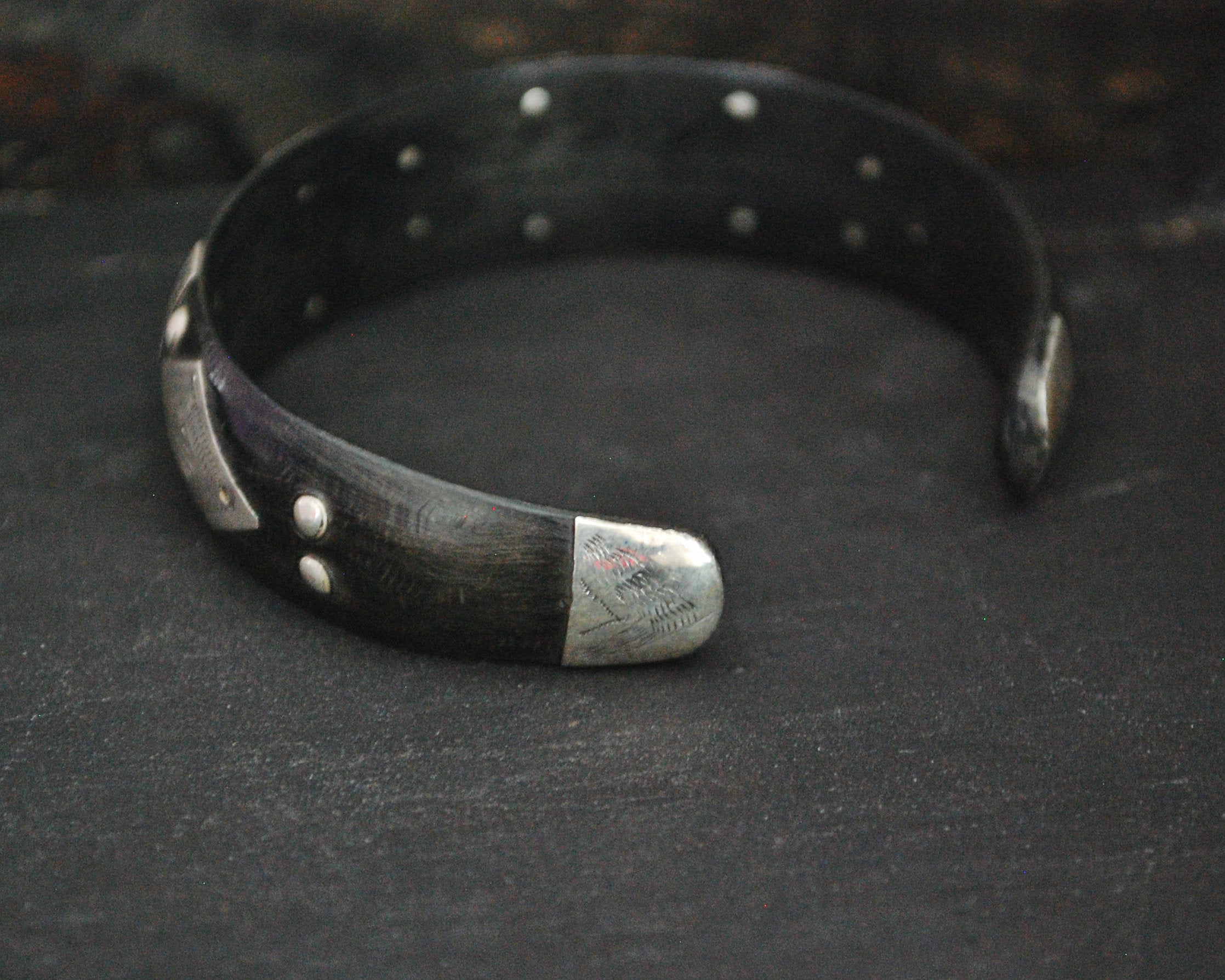 Tuareg Silver Cuff Bracelet with Engravings